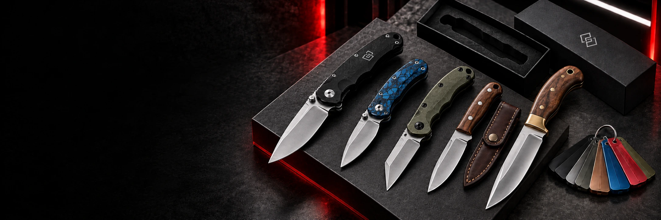 Folding and wood-handle fixed blade knife branding and packaging concept