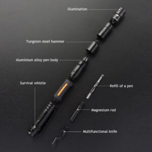 5-in-1 Multifunction Self-Defense Pen AluminumAlloy Tactical Pen Survival Whistle Emergency Lighting Attack Rescue Escape Tool - Image 5