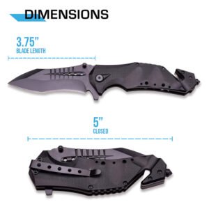MT-A845 Spring Assist Folding Knife, Black Blade，camping Survival Tactical knives - Image 5