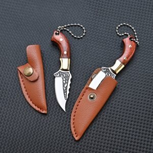 Brass Color Wood Knife MINI Portable Unboxing Small Blade Straight Knife With Leather Case CS GO Hanging Outdoor Camping EDC Kni - Image 6