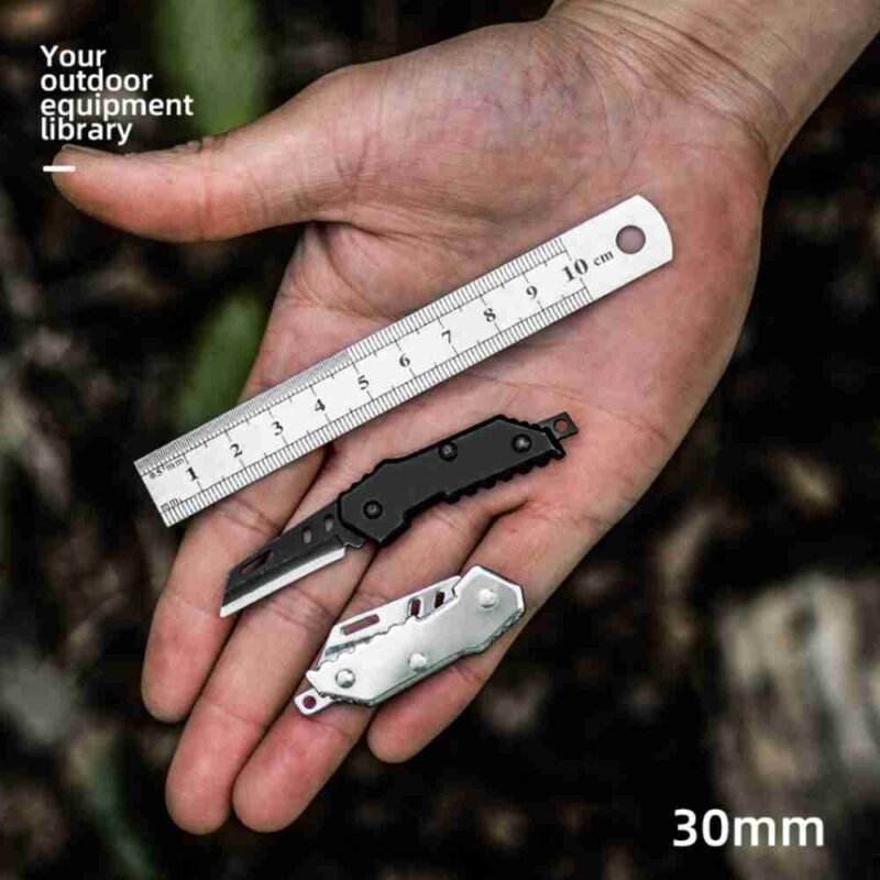 Cute Portable Mini Folding Knife Box Cutter Stainless Steel Camping Keychain Fixed Blade Knife Self-Defense EDC Tools