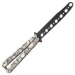 Foldable Butterfly Knife Ghost Head Butterfly Knife Transformable Blunt Balisong Pocket Trainer Survival Knife for Outdoor Game