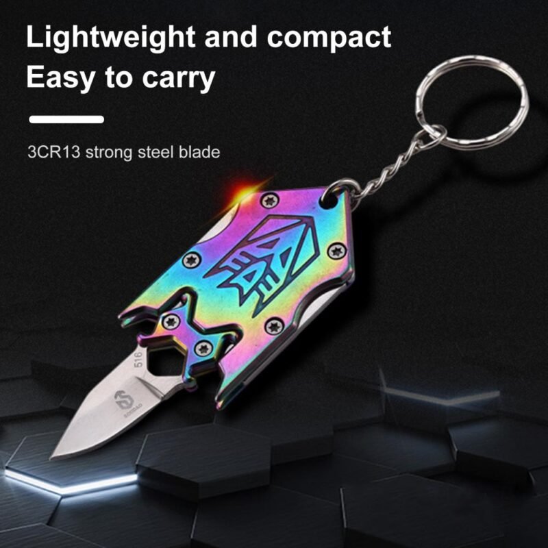 Keychain Knife Stainless Steel Folding Knife Mini Practical Foldable Pocket Keychain Knife Outdoor Accessories