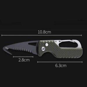 Outdoor Camping Portable Folding Knife Multifunctional Serrated Hook Knife Stainless Keychain Survival Cutter Tool Box Opener - Image 5
