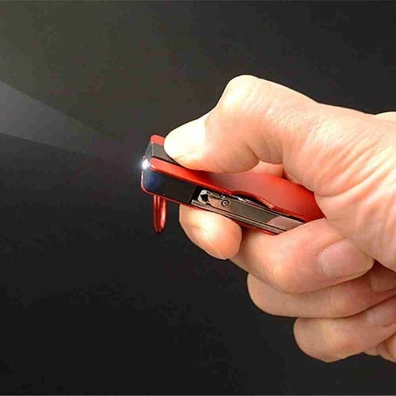 Outdoor Multifunction Mini Keychain Knife LED Light Nail Clipper Earpick Scissors Tweezer Pocket EDC Tools Multi Hiking Gears