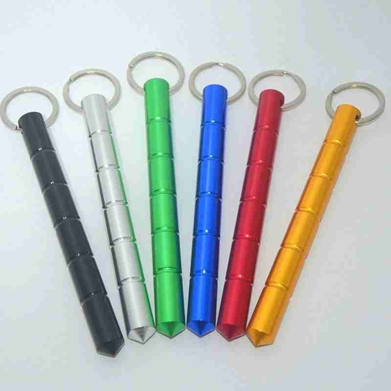 Round Tip Self Defence Baton Portable Keychain Metal Stick