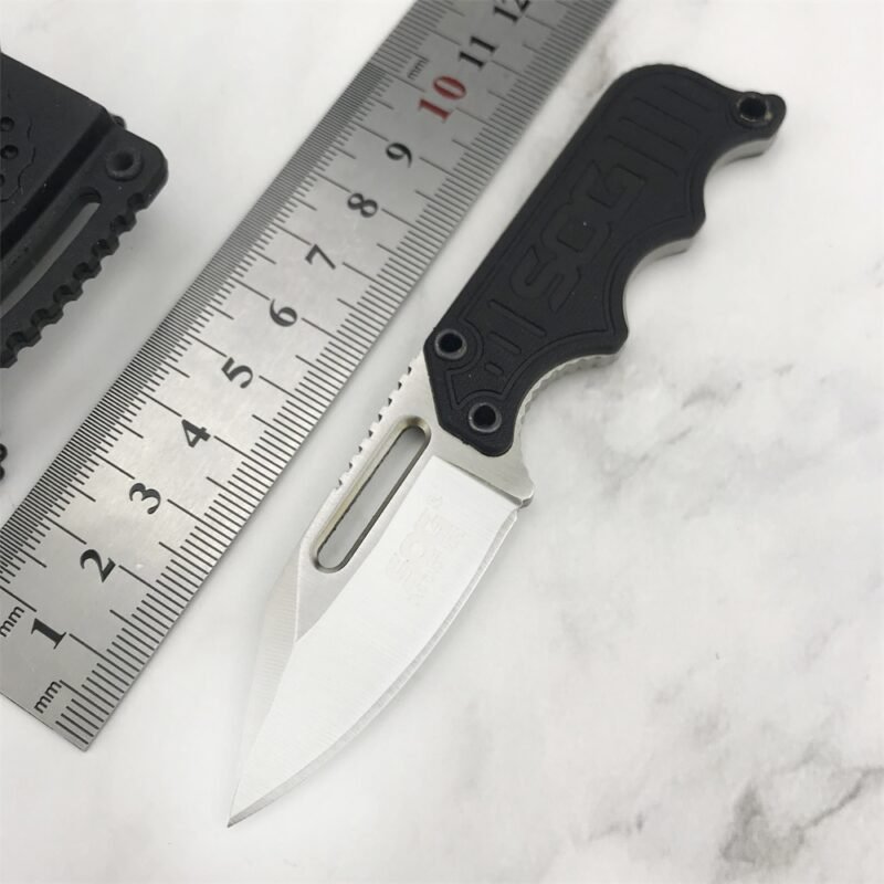 Fixed Blade Knife Mini Pocket Edc Straight Belt Knofe G10 Handle ABS Sheath Multi Boot Tactical Combat Tool Neck Chain Gift