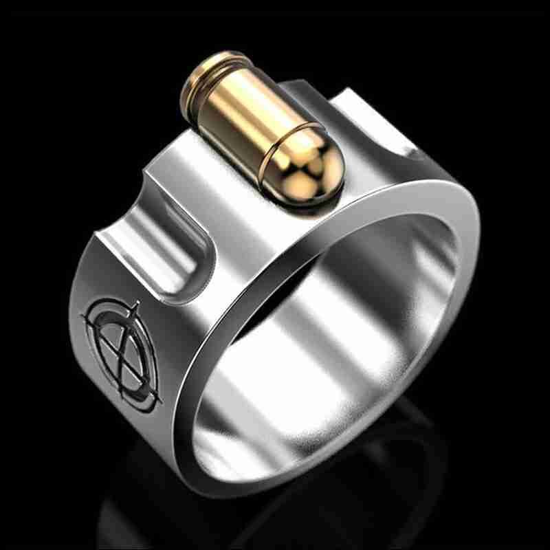 Self Defense Fashion Gadget - Men's And Women's Two-color Bullet Creative Protective Rings