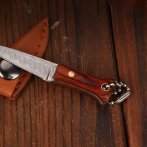 Small Kitchen Knife Mini Keychain Unboxing Stainless Steel Pocket Knife With Leather Case Portable Outdoor Hanging Cutting Tool - Image 4