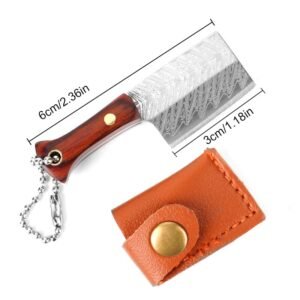 Small Kitchen Knife Mini Keychain Unboxing Stainless Steel Pocket Knife With Leather Case Portable Outdoor Hanging Cutting Tool - Image 6