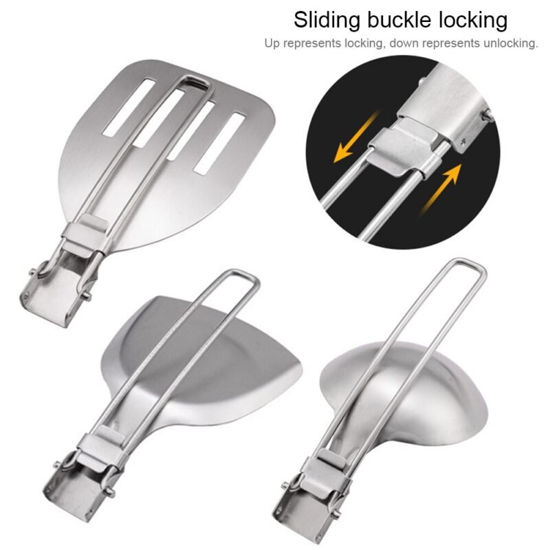 Spatula Shovel Ladle Tableware Stainless Steel Camping Cooking Utensils Foldable Dinnerware Travel Picnic Equipment Supplies