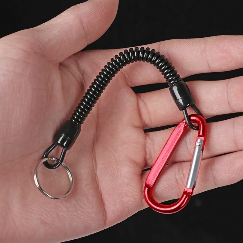 Tactical Retractable Spring Elastic Rope Hook Security Gear Tool For Outdoor Hiking Camping Anti-lost Phone Keychain Carabiner