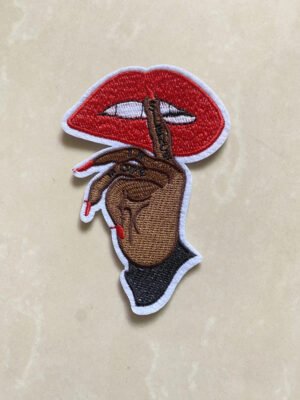 Personalized finger and mouth embroidery patch clothing accessories DIY ironing decoration embroidery mouth patch - Image 3