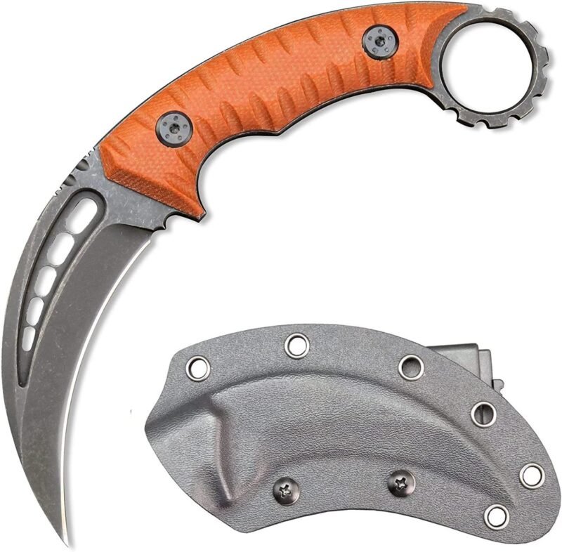 Karambit Knife Fixed Blade D2 Steel + G10 Handle Outdoor Claw Knife With Protective Cover Edc Tool-Orange Karambit Knife Fixed Blade D2 Steel + G10 Handle Outdoor Claw Knife With Protective Cover Edc Tool-Orange Karambit Knife Fixed Blade D2 Steel + G10 Handle Outdoor Claw Knife With Protective Cover Edc Tool-Orange