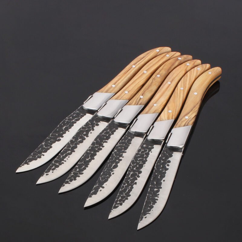 Laguiole Steak Knife Olive Wood Handle Forged Steak Knife