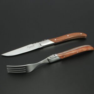 Laguiole rosewood steak knife and fork set