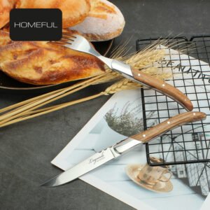 Laguiole Olive Wood Steak Knife And Fork Set