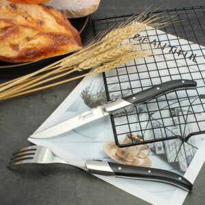 Laguiole Black Handle Steak Knife And Fork Set