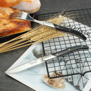 Laguiole Black Handle Steak Knife And Fork Set