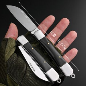 Folding Hunter Wooden Pocket Knife - Durable Blade For Camping & Outdoor Use