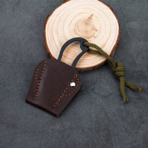 EDC Mini Straight Knife with Leather Cover - Image 3