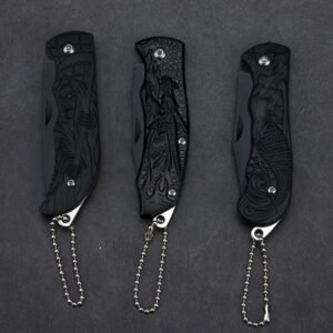 Outdoor Black Wilderness Self Defense Folding Knife - Image 2