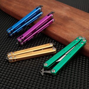 Aluminum handle integrated art knife, mini portable folding butterfly knife, portable outdoor practice knife, unboxing knife - Image 4