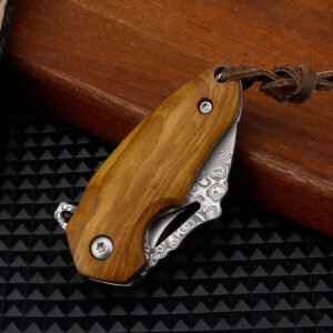 Damascus Steel Mini Sharp Folding Knife - Image 4