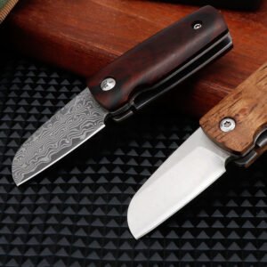 Damascus steel knife, pocket knife, fruit knife, folding knife, EDC knife - Image 2