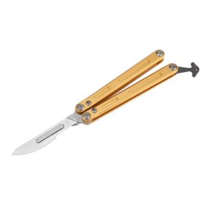 Aluminum handle integrated art knife, mini portable folding butterfly knife, portable outdoor practice knife, unboxing knife - Image 5