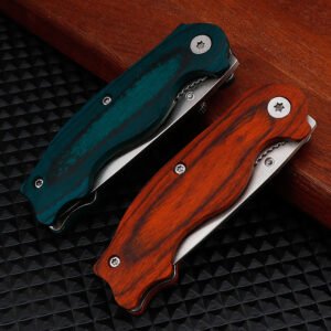 Colorful wooden handle outdoor small folding camping pocket knife - Image 2