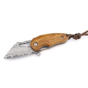 Damascus Steel Mini Sharp Folding Knife - Image 5