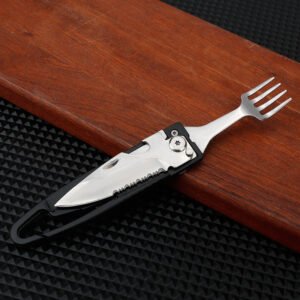 Outdoor camping folding fork spoon combination bottle opener disassembly knife and fork set - Image 2