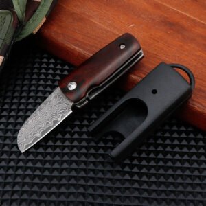 Damascus steel knife, pocket knife, fruit knife, folding knife, EDC knife - Image 3