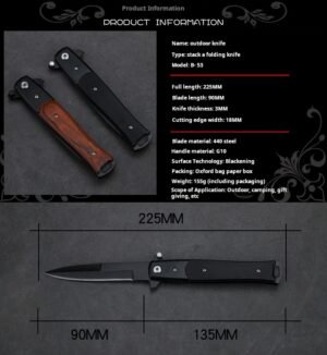 wooden Stiletto tactical folding knives - Image 5