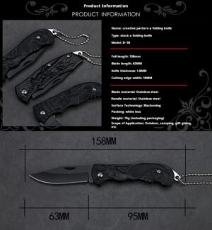 Outdoor Black Wilderness Self Defense Folding Knife - Image 4