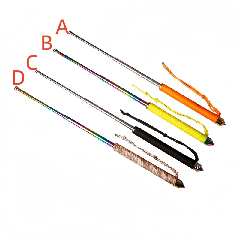 wholesale Hummer handle paratrooper self-defense baton three-section telescopic baton rubber emergency baton with window-breaking self-defense baton - OTFKNIFEWHOLESALE.COM