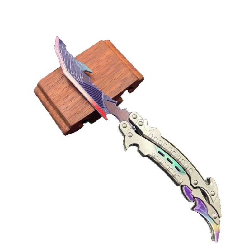 wholesale Call of Duty game peripheral lightning flame shadow metal butterfly knife unsharpened - OTFKNIFEWHOLESALE.COM
