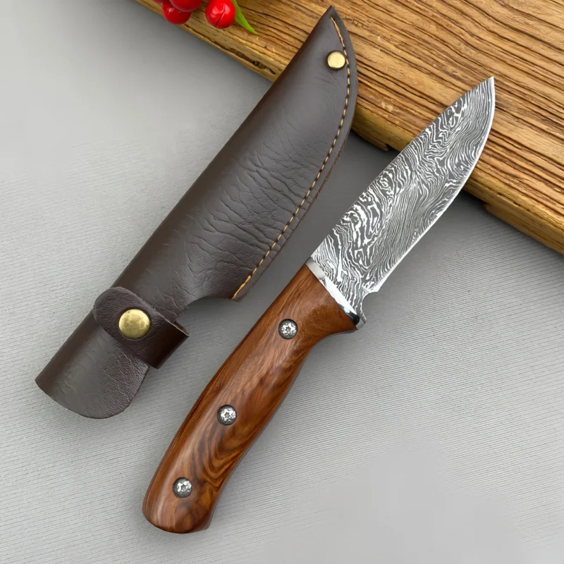 Damascus steel straight knife outdoor portable knife - Image 2