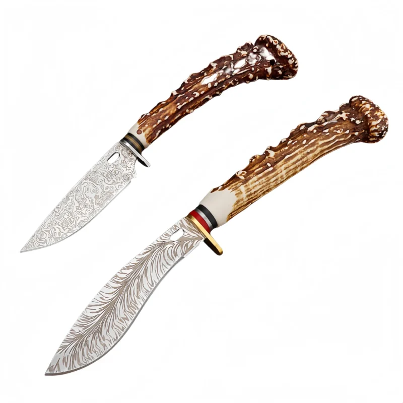 Damascus knife Mongolian small straight knife - Image 1