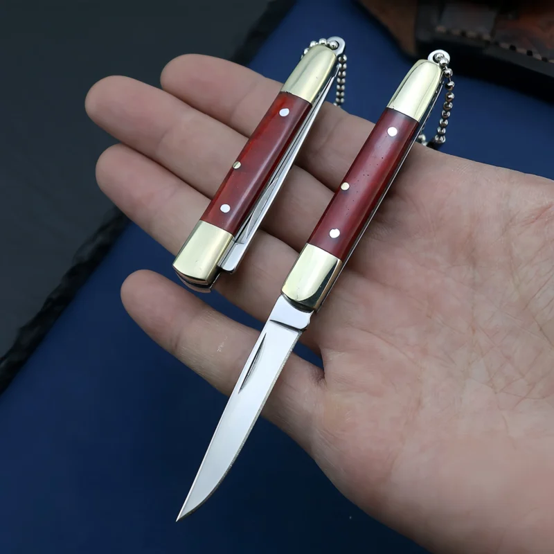 Mini pocket knife stainless steel brass resin handle pocket knife - Image 2