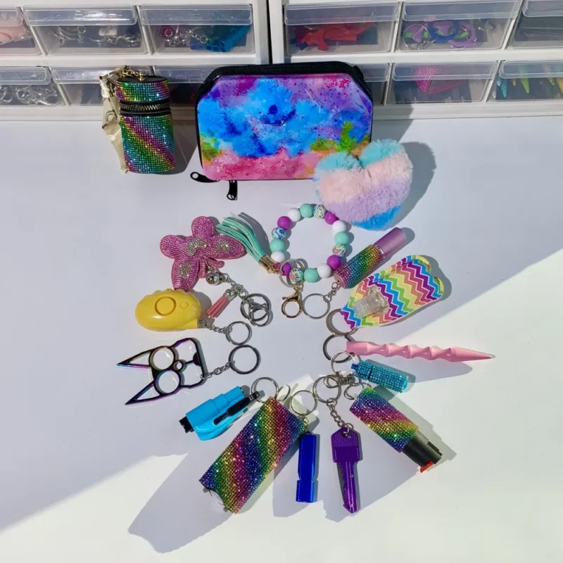 Shiny Rainbow Lightning Keychain 16pcs Keychain Set - Image 1