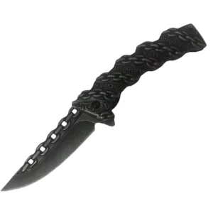 Chain Link Spring Assisted Knife - Stonewash Plain