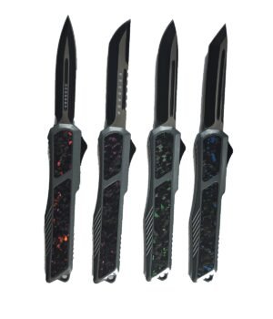 Colored inlay OTF switchblade knife wholesale clean group photo