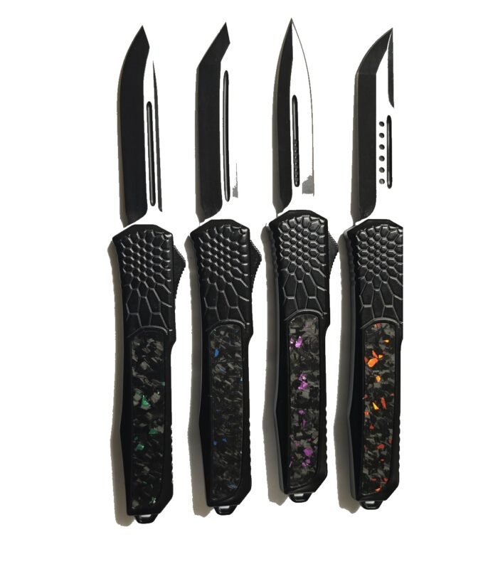 Honeycomb handle OTF switchblade knife wholesale clean group photo