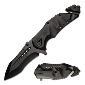 Spring Assist Tactical Folding Knife - Black Blade