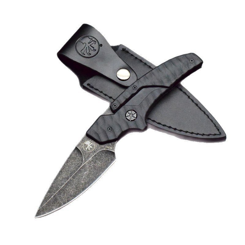 Hot Seller - Microtech Outdoor Portable 2-in-1 Transformable Dagger for Outdoor Self-Defense Exquisite Leather Case