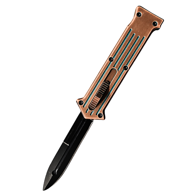 Patina Liner Rail copper handle OTF knife wholesale design