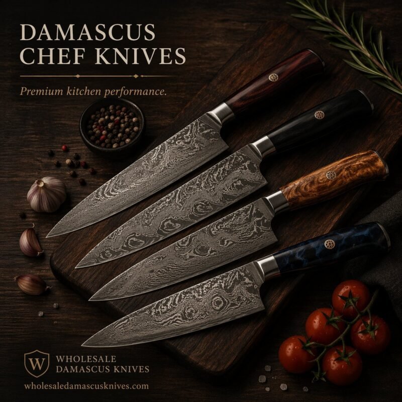 Damascus Santoku and Utility Knife Dealer Set