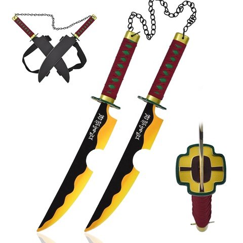 43cm-Cheap-Demon-Slayer-Stainless-Steel-Nichirin.jpg_480x480.jpg Demon Slayer Twin Sword Set - Tengen Uzui Decor Craft Sets Style, 43 cm Stainless Steel - Image 1